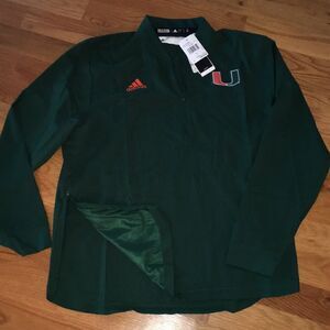 New Adidas Green Miami Hurricanes Pullover LS 1/4 zip golf sweatshirt windshirt